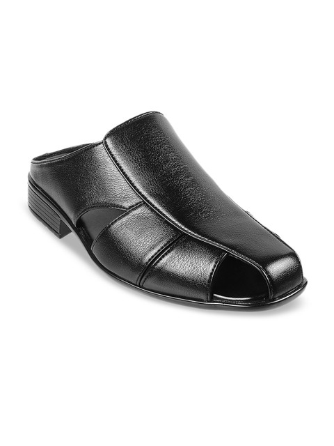 

Mochi Men Black Leather Clog Sandals