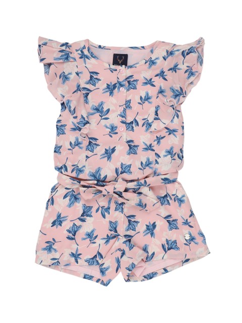 

Allen Solly Junior Girls Pink Printed Playsuit