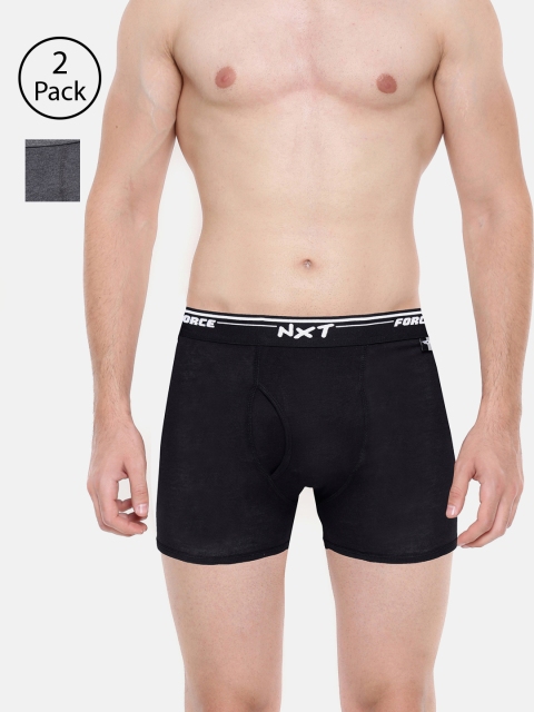 

Force NXT Men Pack of 2 Solid Assorted Trunks MNFF-134-PO2-BLK-CM, Black