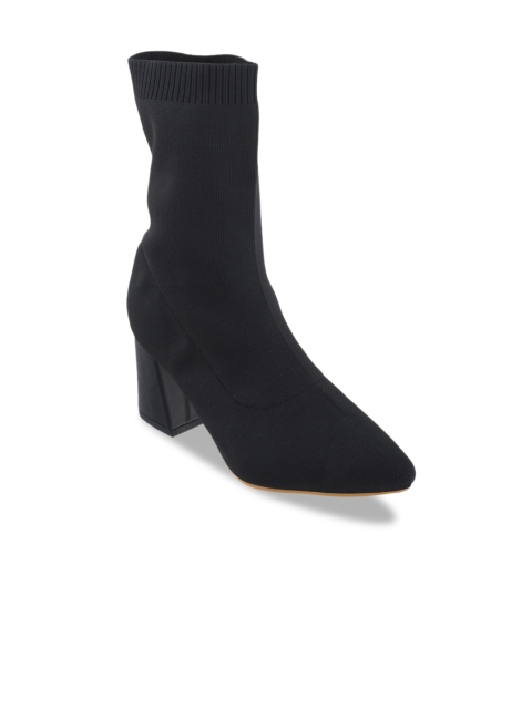 

SHUZ TOUCH Women Black Solid Heeled Boots