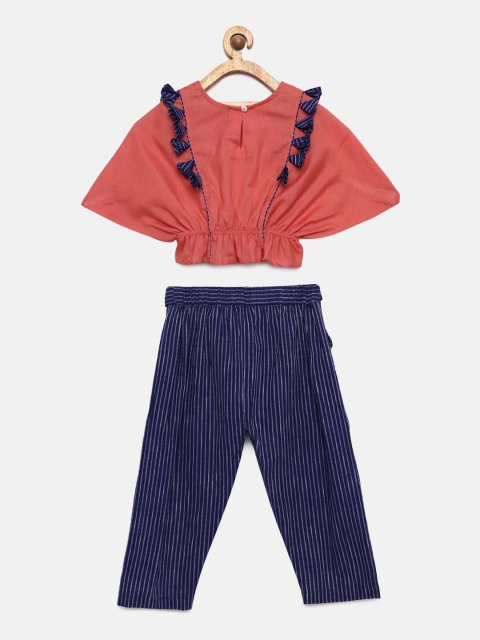 

Tutus By Tutu Girls Pink & Navy Blue Solid Top with Trousers