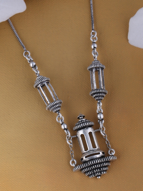 

Voylla Silver-Plated Temple of Love Candle Lamp Necklace