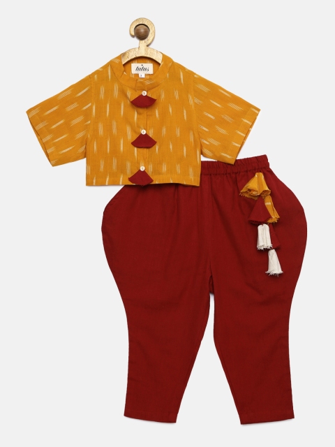 

Tutus By Tutu Girls Yellow & Maroon Printed Top with Pyjamas