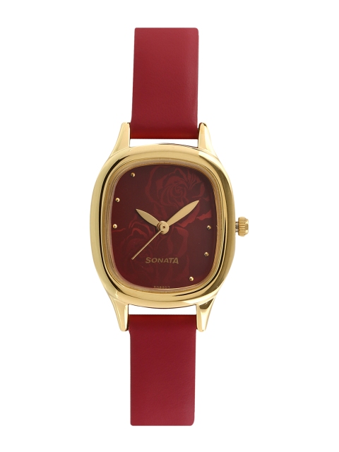 

Sonata Women Maroon & Gold-Plated Analogue Watch