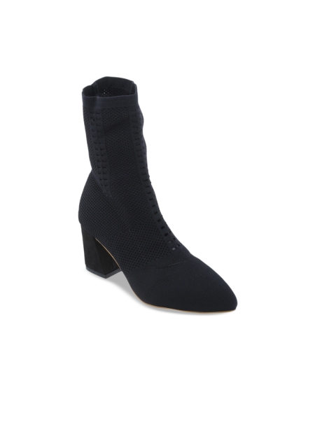 

SHUZ TOUCH Women Black Solid Heeled Boots