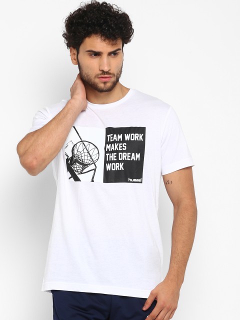 

hummel Men White Printed Round Neck T-shirt