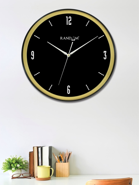 

RANDOM Black & Yellow Round Solid 30 cm Analogue Wall Clock