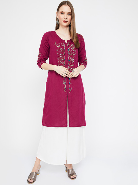 

Melange by Lifestyle Women Pink Embroidered Straight Kurta