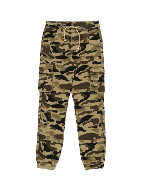 

Pantaloons Junior Boys Khaki & Brown Regular Fit Camouflage Printed Cargos