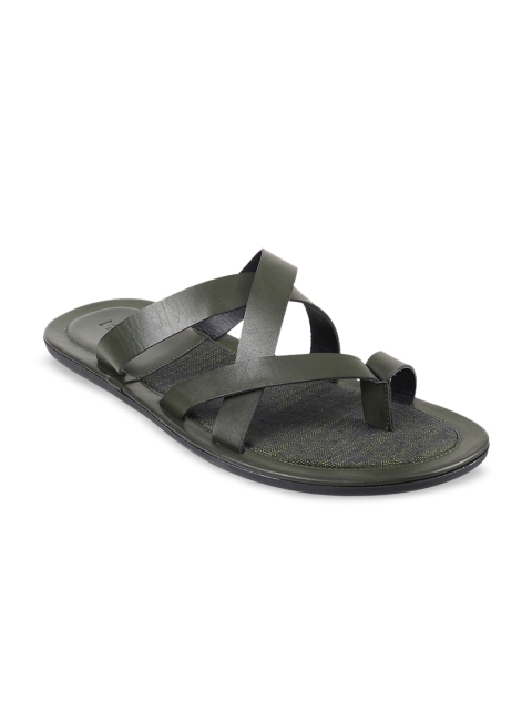 

Mochi Men Olive Green Leather Comfort Sandals