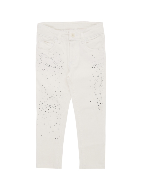 

Pantaloons Junior Girls Off-White Regular Fit Embellished Regular Trousers