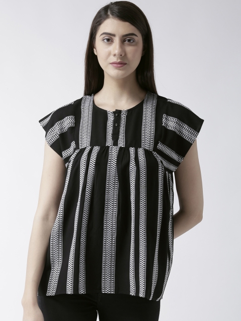 

The Vanca Women Black & White Printed A-Line Top