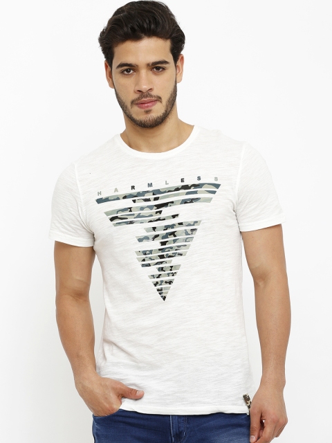 

Rex Straut Jeans Men White Camouflage Printed Round Neck T-shirt