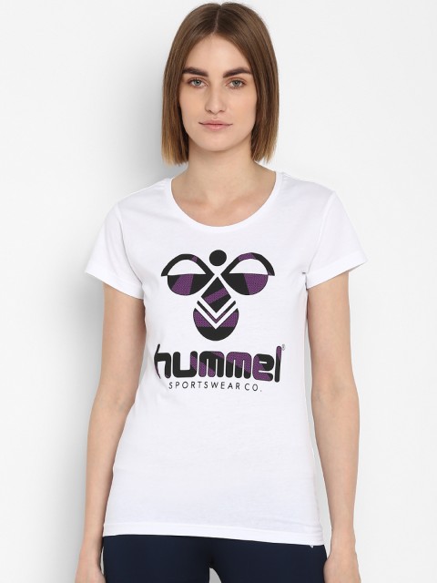 

hummel Women White Printed Round Neck T-shirt