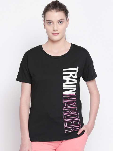 

Ajile by Pantaloons Women Black Printed Round Neck T-shirt