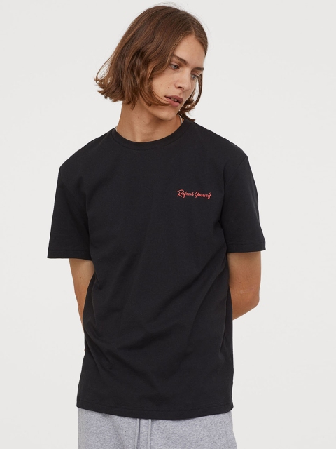 

H&M Men Black Printed T-shirt
