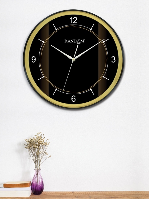 

RANDOM Black & Coffee Brown Round Colourblocked 30 cm Analogue Wall Clock