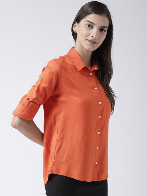 

MsFQ Women Orange Regular Fit Solid Formal Shirt