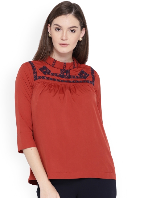 

MsFQ Women Red Printed A-Line Top