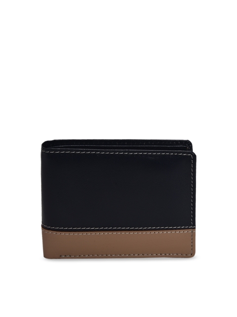 

Peseta Men Navy Blue & Beige Colourblocked Two Fold Leather Wallet