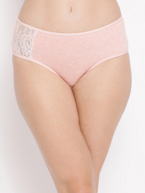 

Clovia Women Peach-Coloured Solid Laced Mid-Rise Hipster Briefs PN3359P163XL
