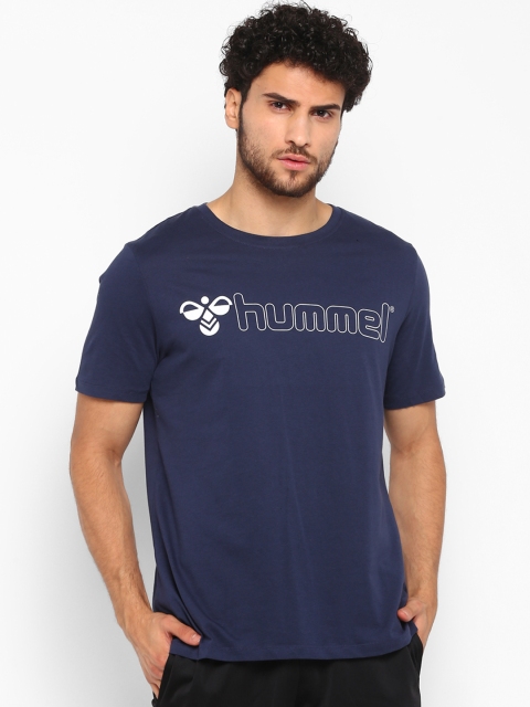 hummel Men Navy Blue Printed Round Neck T-shirt