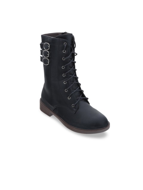 

SHUZ TOUCH Women Black Solid Heeled Boots