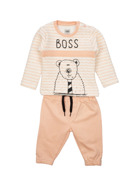 

MeeMee Boys Peach-Coloured Printed Night Suit