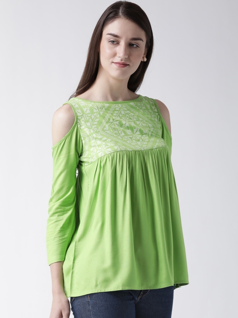 

MsFQ Women Green Printed Empire Top