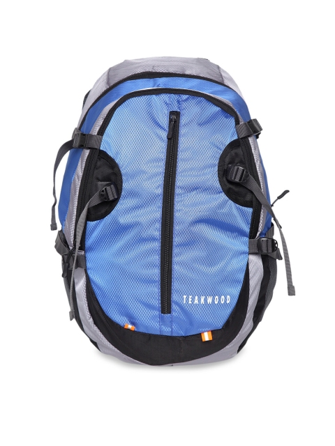 

Teakwood Leathers Unisex Blue & Grey Colourblocked Backpack