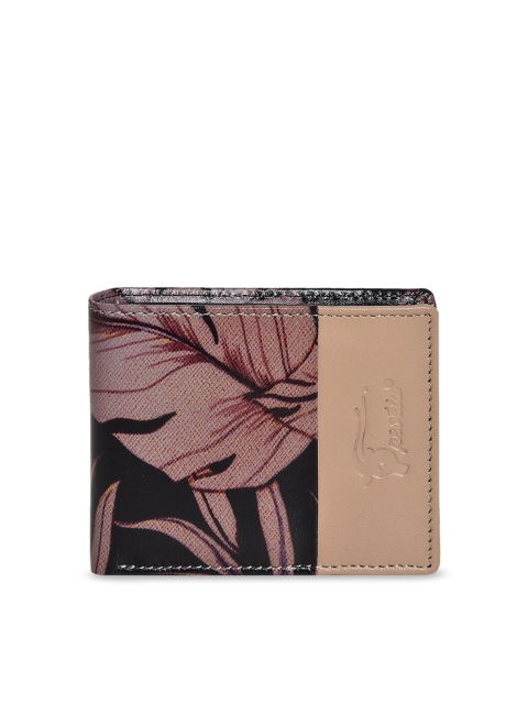 

Peseta Men Brown & Beige Printed Genuine Leather Two Fold Wallet
