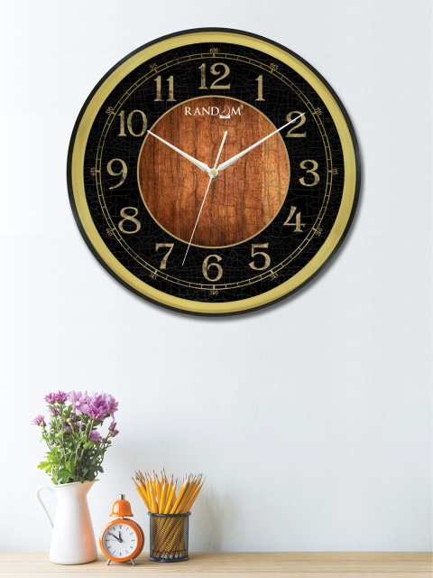 

RANDOM Black & Brown Round Colourblocked 30 cm Analogue Wall Clock