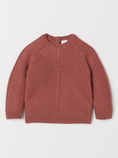 

H&M Kids Orange Solid Textured-Knit Wool Jumper
