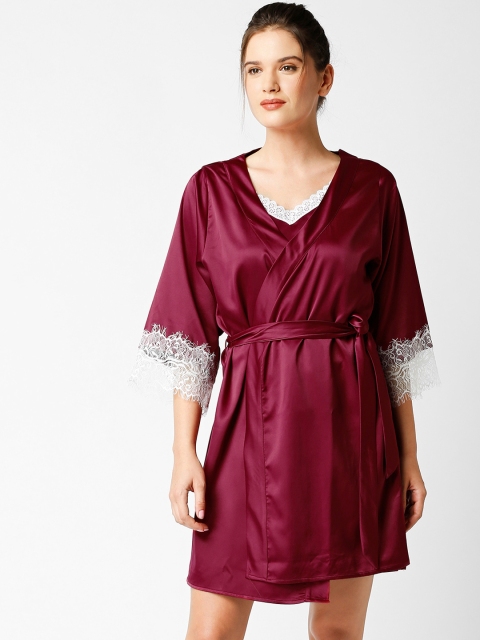 

I Like Me Women Maroon Solid Satin Robe ILM-WROB-9174-MR
