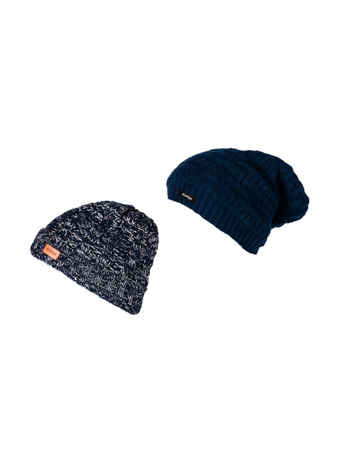 

Knotyy Men Set of 2 Solid Beanies, Grey