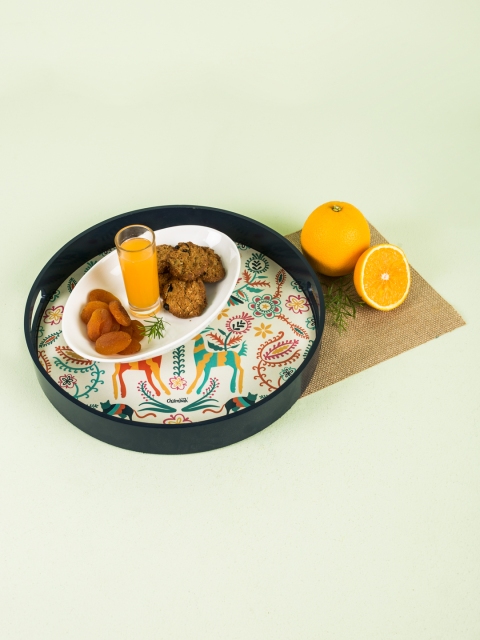 

Chumbak Bright Woodlands Off White & Navy Blue Serving Tray