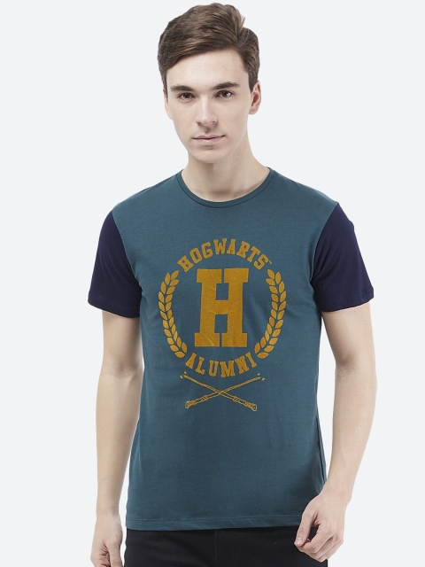 

Free Authority Men Teal Blue Harry Potter Printed Round Neck T-shirt