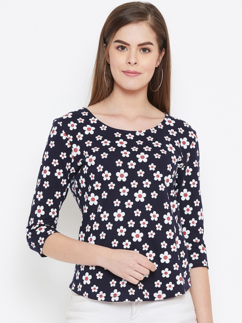 

GRITSTONES Women Navy Blue Floral Printed Top