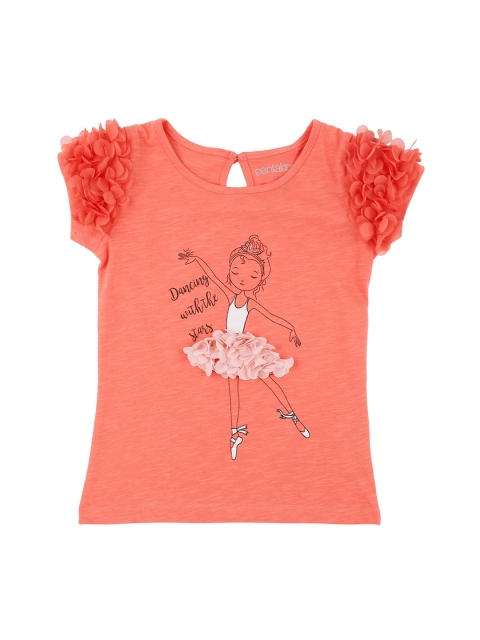 

Pantaloons Junior Girls Pink Printed Round Neck Pure Cotton T-shirt