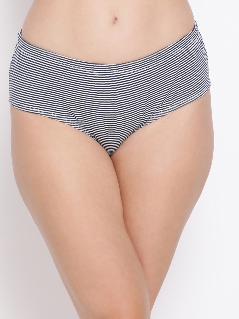 

Clovia Women Navy Blue & White Striped Mid-Rise Hipster Brief PN2855S083XL