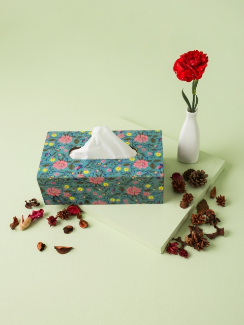 

Chumbak Teal Blue & Pink Tissue Holder