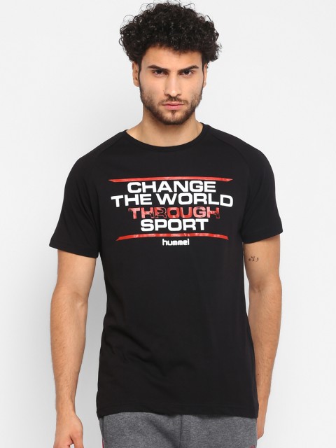 

hummel Men Black Printed Round Neck T-shirt