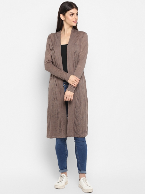 

Color Cocktail Women Brown Self Design Open Front Shrug