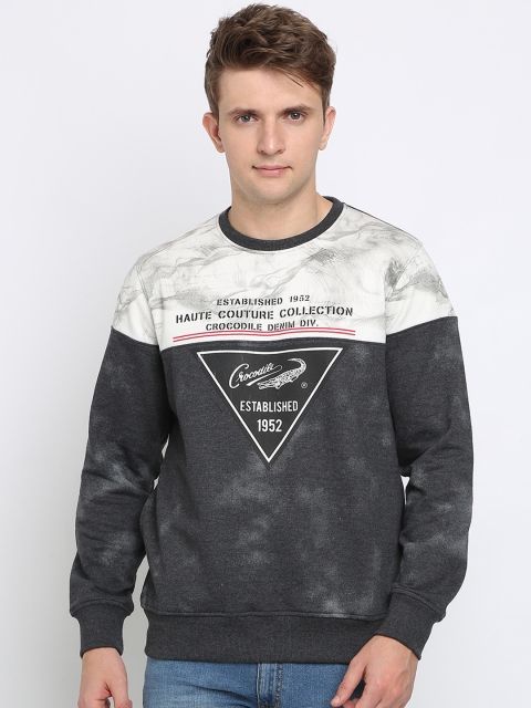 

Crocodile Men Charcoal Grey Printed Sweatshirt