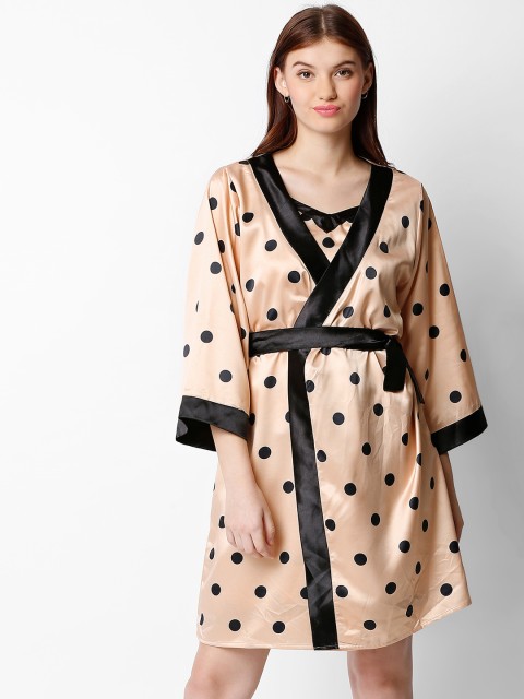 

I Like Me Women Brown & Black Printed Robe