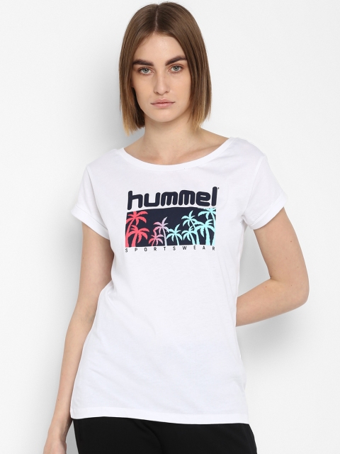 

hummel Women White Printed Round Neck T-shirt