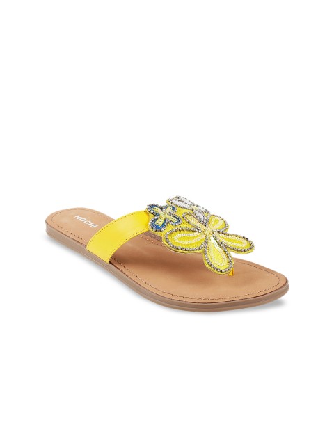 

Mochi Women Yellow Embellished Open Toe Flats