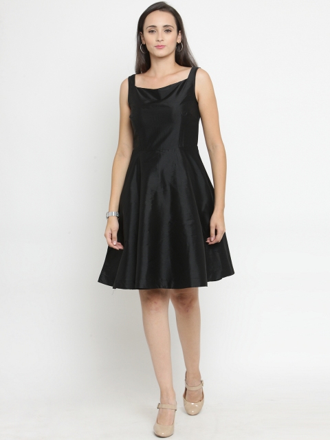 

Just Wow Women Black Solid Fit and Flare Dress