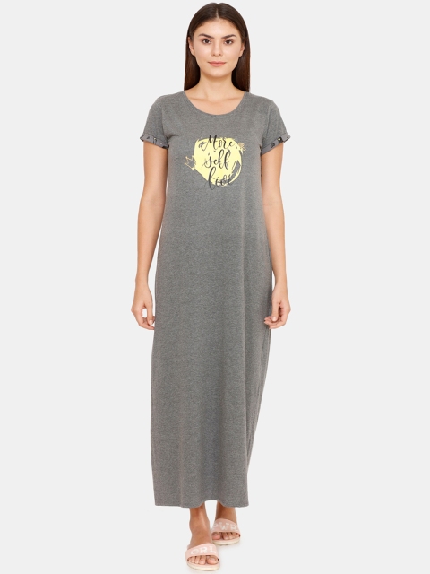 

Zivame Women Grey Printed Nightdress