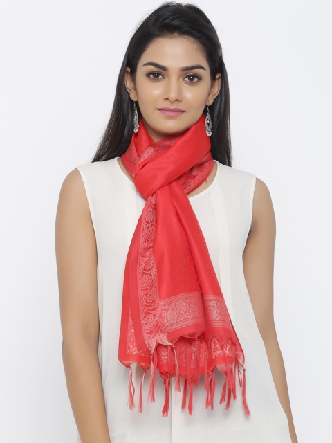 

SOUNDARYA Women Red Woven Design Stole